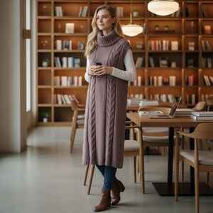 EASEL Women's Sleeveless Cable Knit Sweater Dress - Medium NWT